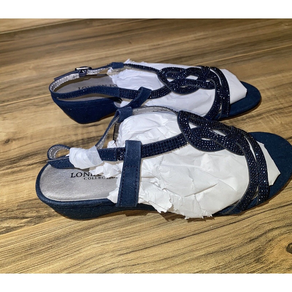 LONDON FOG Womens Macey Demi-Wedge Dress‎ Sandals, Size 7 Navy - Picture 3 of 7